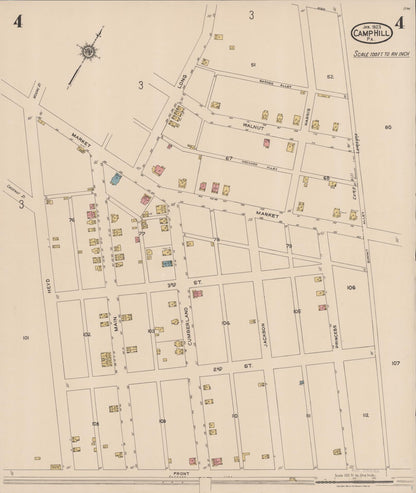 Sanborn Fire Insurance Map from Camp Hill, Cumberland County, Pennsylvania (1923), Sheet #0004 - Complete Map Set gallery image, historic Sanborn map, vintage wall art, Pennsylvania Pennsylvania