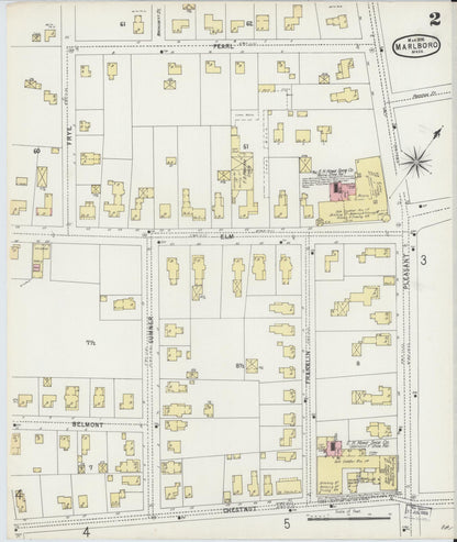 Sanborn Fire Insurance Map from Marlborough, Middlesex County, Massachusetts (1896), Sheet #0002 - Complete Map Set gallery image, historic Sanborn map, vintage wall art, Massachusetts Massachusetts