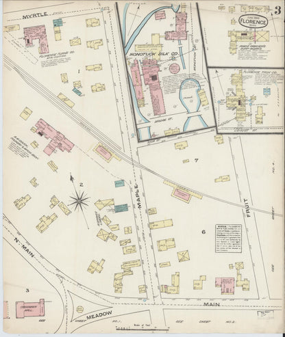 Sanborn Fire Insurance Map from Florence, Hampshire County, Massachusetts (1884), Sheet #0003 - Complete Map Set gallery image, historic Sanborn map, vintage wall art, Massachusetts Massachusetts