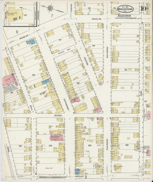 Sanborn Fire Insurance Map from Mauch Chunk, Carbon County, Pennsylvania (1915), Sheet #0010 - Historic Sanborn Fire Insurance Map Print, vintage old map wall art, antique decor, genealogy gift, Pennsylvania Pennsylvania map