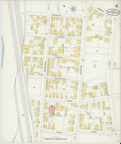 Sanborn Fire Insurance Map from Portsmouth, Rockingham County, New Hampshire (1904), Sheet #0004 - Complete Map Set gallery image, historic Sanborn map, vintage wall art, New Hampshire New Hampshire