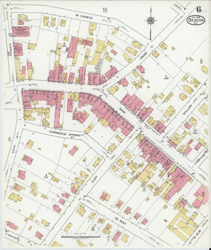 Sanborn Fire Insurance Map from Beacon, Dutchess County, New York (1919), Sheet #0006 - Complete Map Set gallery image, historic Sanborn map, vintage wall art, New York New York