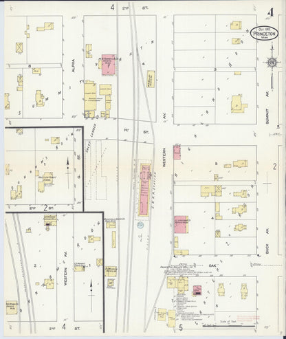 Sanborn Fire Insurance Map from Princeton, Mille Lacs County, Minnesota (1912), Sheet #0004 - Historic Sanborn Fire Insurance Map Print, vintage old map wall art, antique decor, genealogy gift, Minnesota Minnesota map