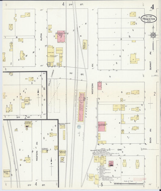 Sanborn Fire Insurance Map from Princeton, Mille Lacs County, Minnesota (1912), Sheet #0004 - Historic Sanborn Fire Insurance Map Print, vintage old map wall art, antique decor, genealogy gift, Minnesota Minnesota map
