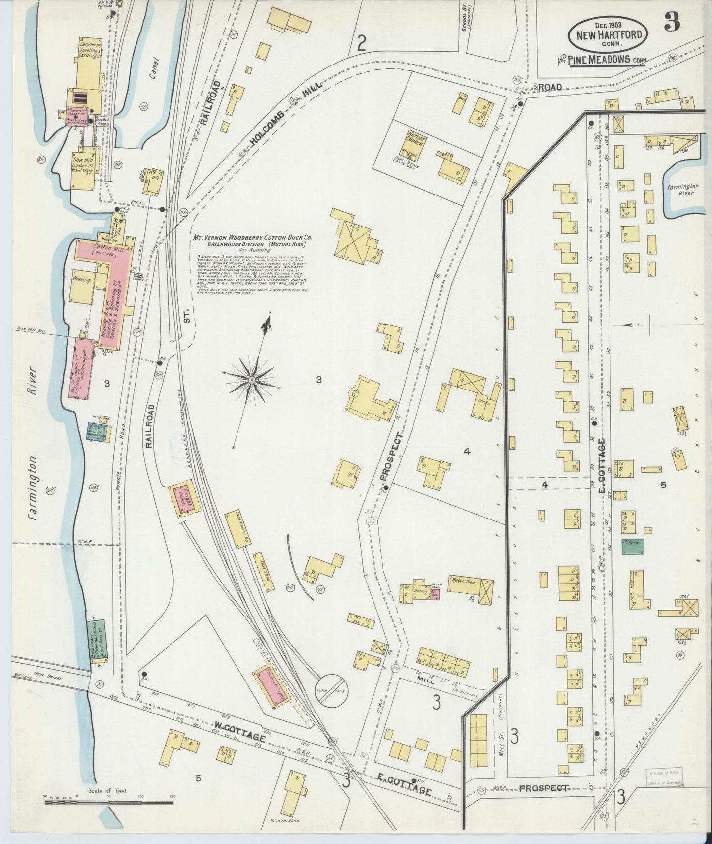 Sanborn Fire Insurance Map from New Hartford, Litchfield County, Connecticut (1903), Sheet #0003 - Complete Map Set gallery image, historic Sanborn map, vintage wall art, Connecticut Connecticut