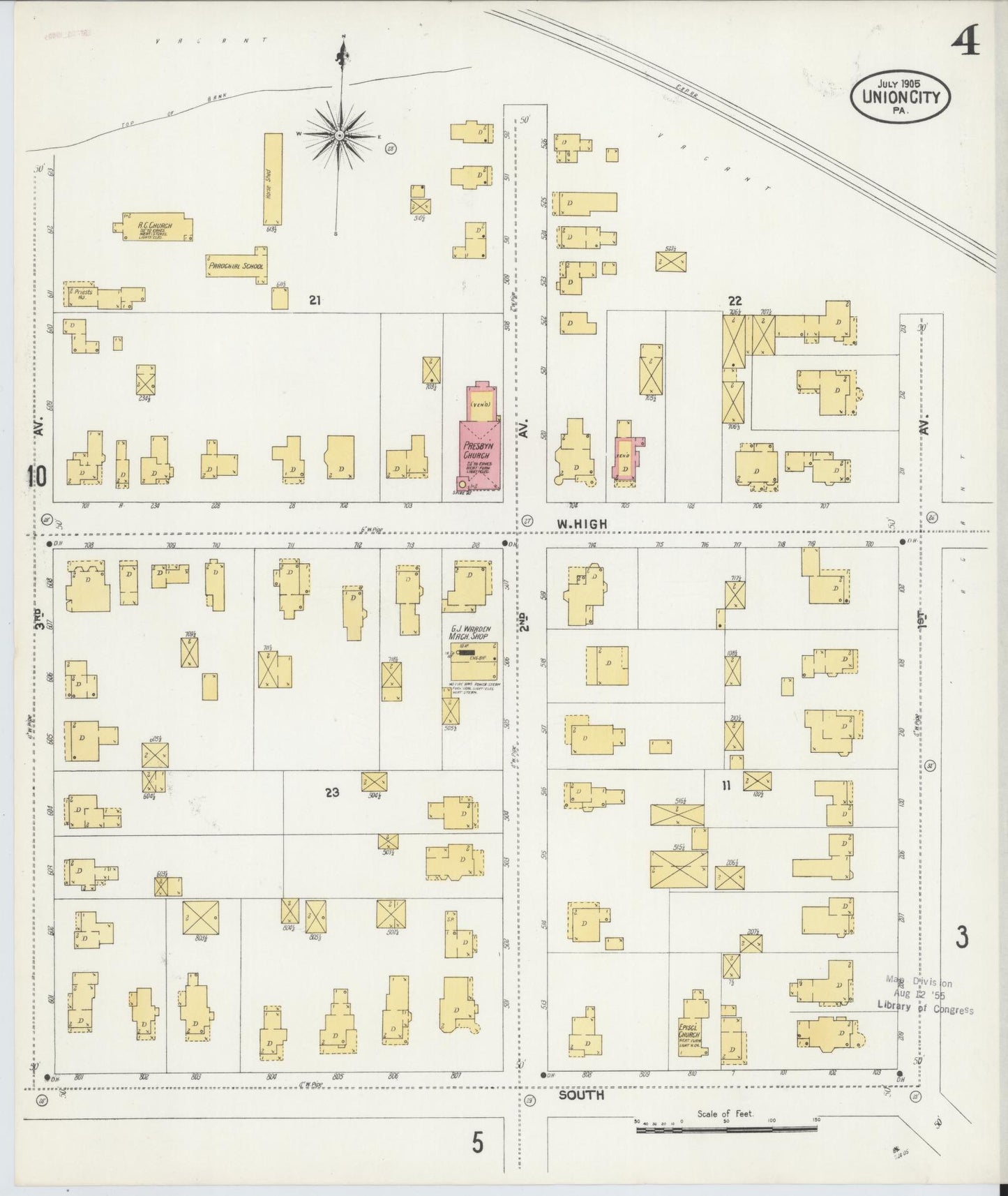 Sanborn Fire Insurance Map from Union City, Erie County, Pennsylvania (1905), Sheet #0004 - Complete Map Set gallery image, historic Sanborn map, vintage wall art, Pennsylvania Pennsylvania