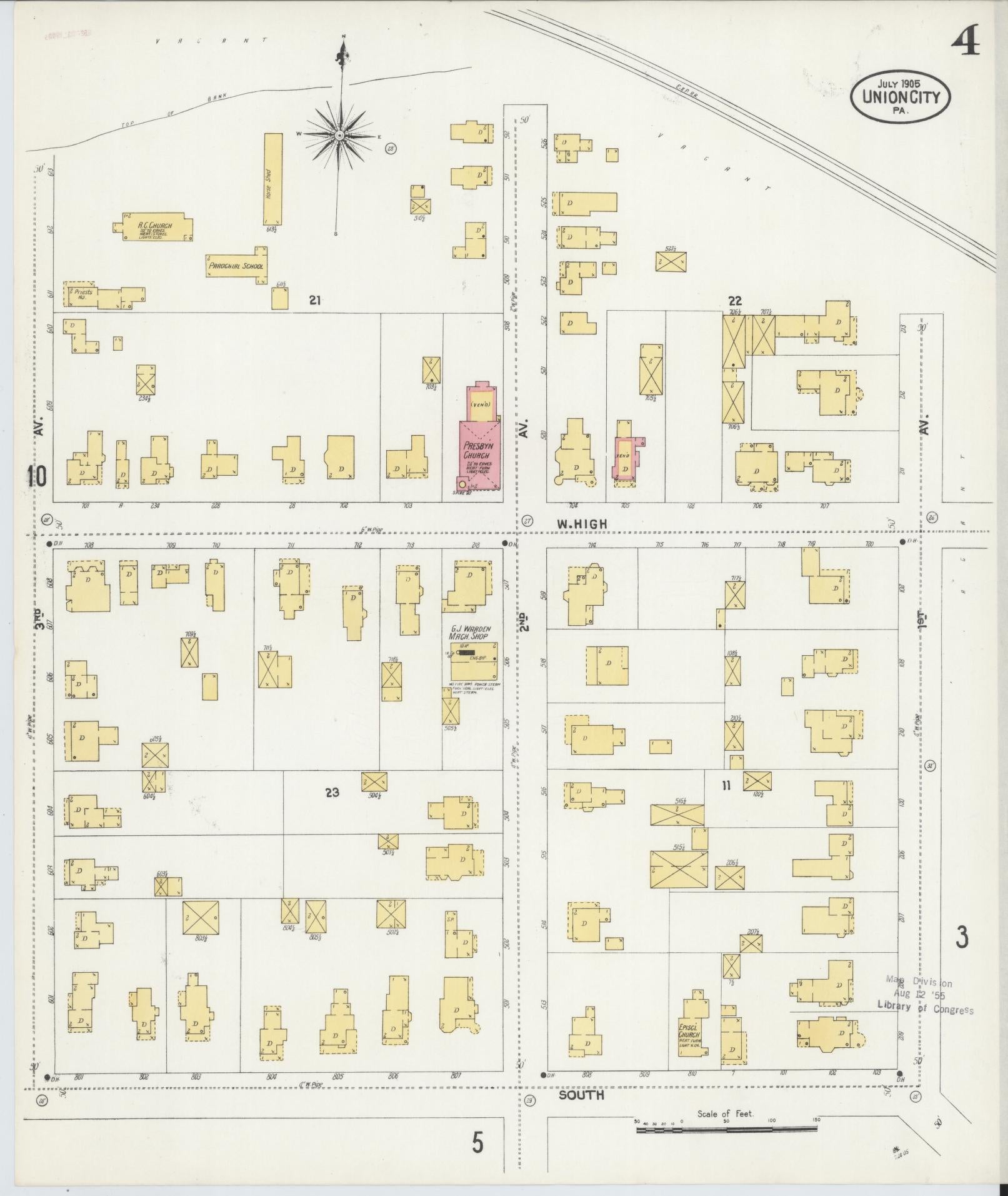 Sanborn Fire Insurance Map from Union City, Erie County, Pennsylvania (1905), Sheet #0004 - Complete Map Set gallery image, historic Sanborn map, vintage wall art, Pennsylvania Pennsylvania