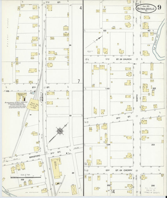 Sanborn Fire Insurance Map from Reynoldsville, Jefferson County, Pennsylvania (1912), Sheet #0009 - Historic Sanborn Fire Insurance Map Print, vintage old map wall art, antique decor, genealogy gift, Pennsylvania Pennsylvania map
