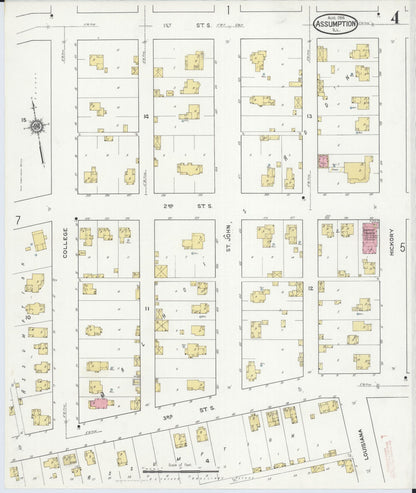 Sanborn Fire Insurance Map from Assumption, Christian County, Illinois (1916), Sheet #0004 - Complete Map Set gallery image, historic Sanborn map, vintage wall art, Illinois Illinois