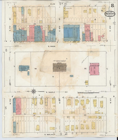 Sanborn Fire Insurance Map from Newkirk, Kay County, Oklahoma (1942), Sheet #0008 - Complete Map Set gallery image, historic Sanborn map, vintage wall art, Oklahoma Oklahoma