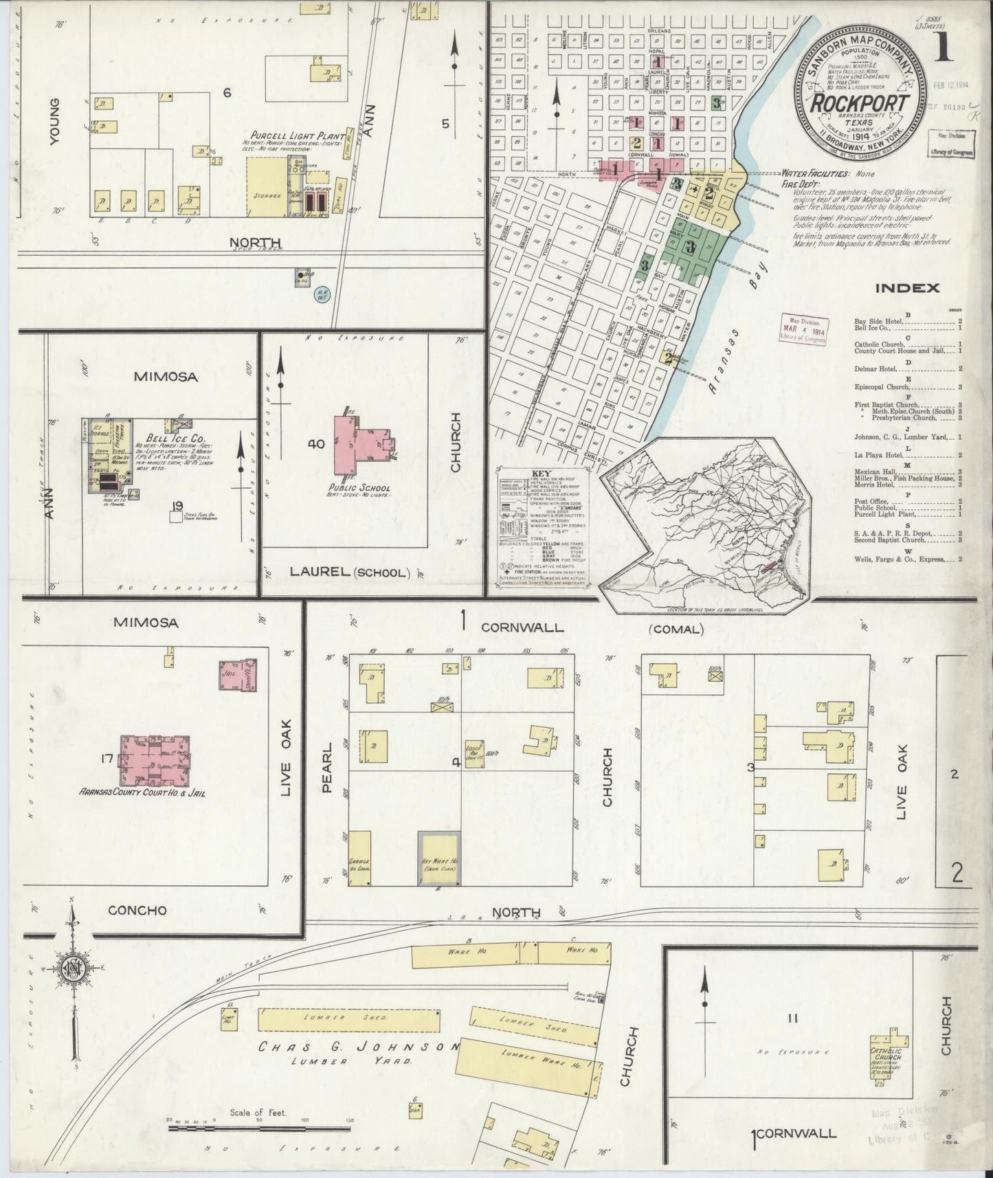 Sanborn Fire Insurance Map from Rockport, Aransas County, Texas. (1914) – Historic Sanborn Fire Insurance Map Print