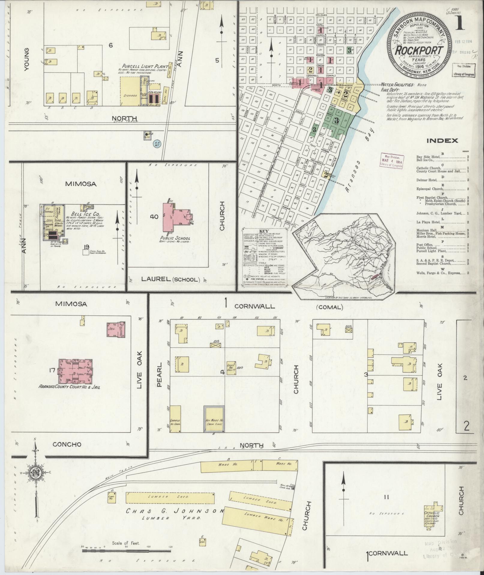 Sanborn Fire Insurance Map from Rockport, Aransas County, Texas. (1914) – Historic Sanborn Fire Insurance Map Print