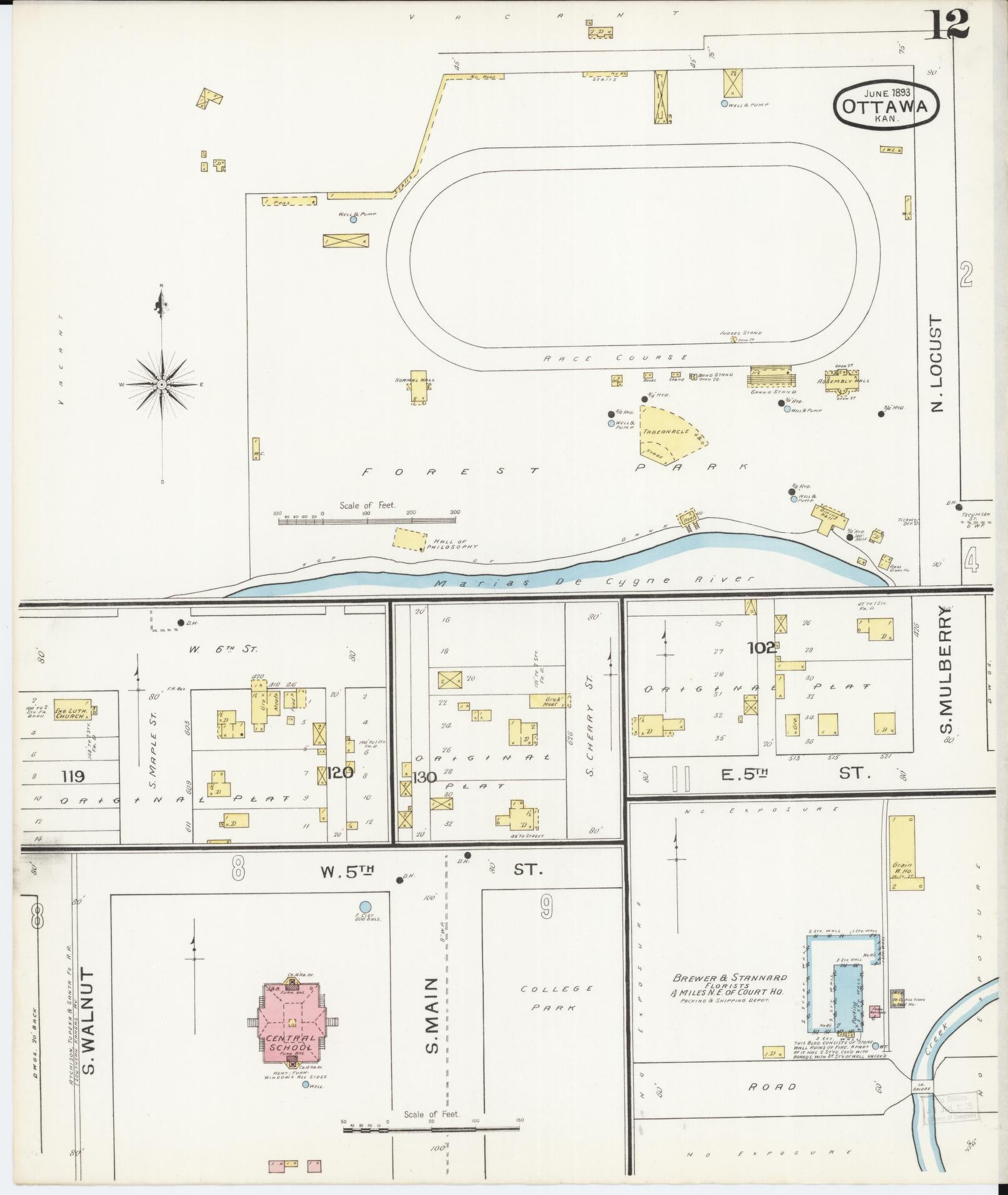 Sanborn Fire Insurance Map from Ottawa, Franklin County, Kansas (1893), Sheet #0012 - Complete Map Set gallery image, historic Sanborn map, vintage wall art, Kansas Kansas