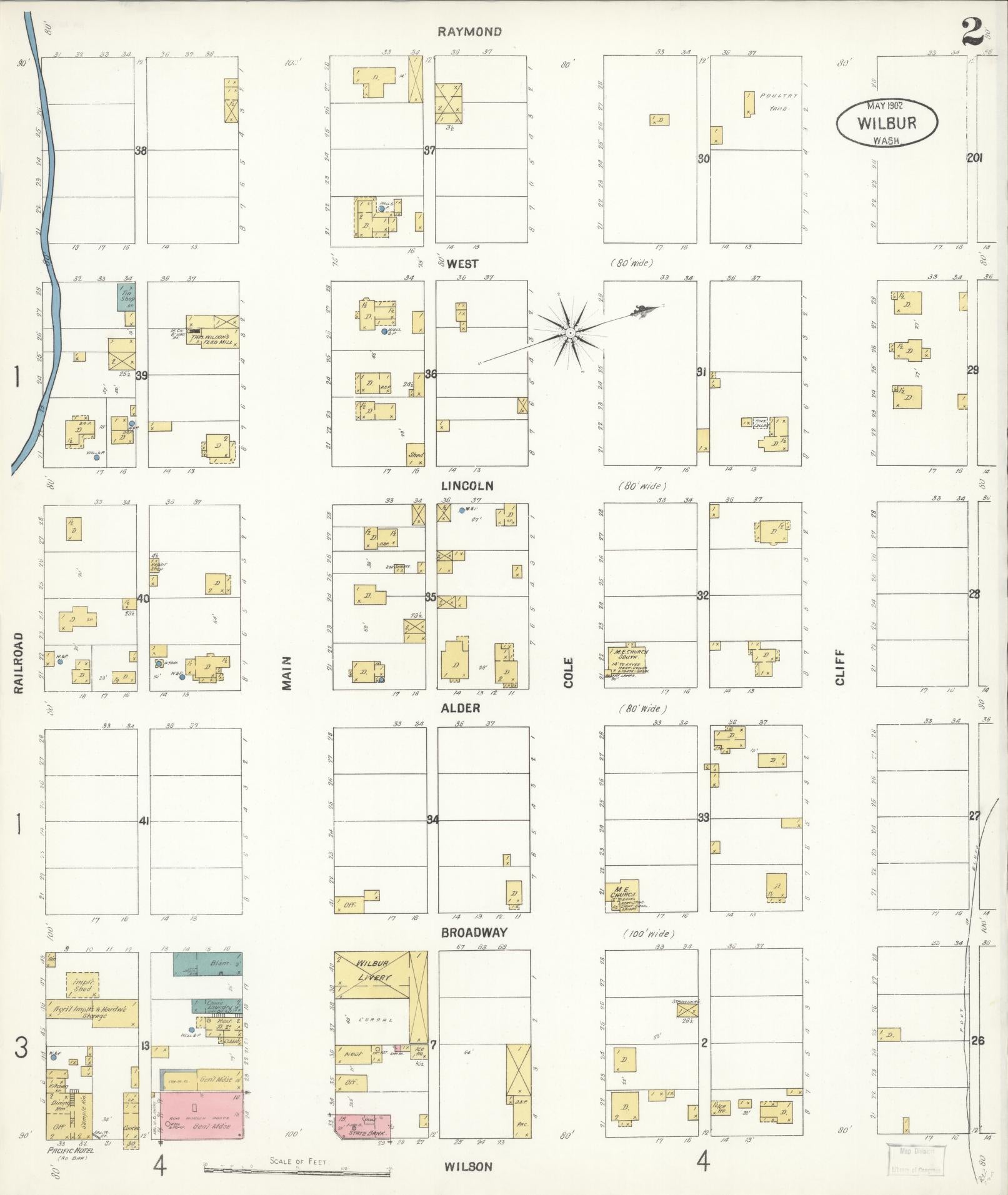 Sanborn Fire Insurance Map from Wilbur, Lincoln County, Washington (1902), Sheet #0002 - Complete Map Set gallery image, historic Sanborn map, vintage wall art, Washington Washington