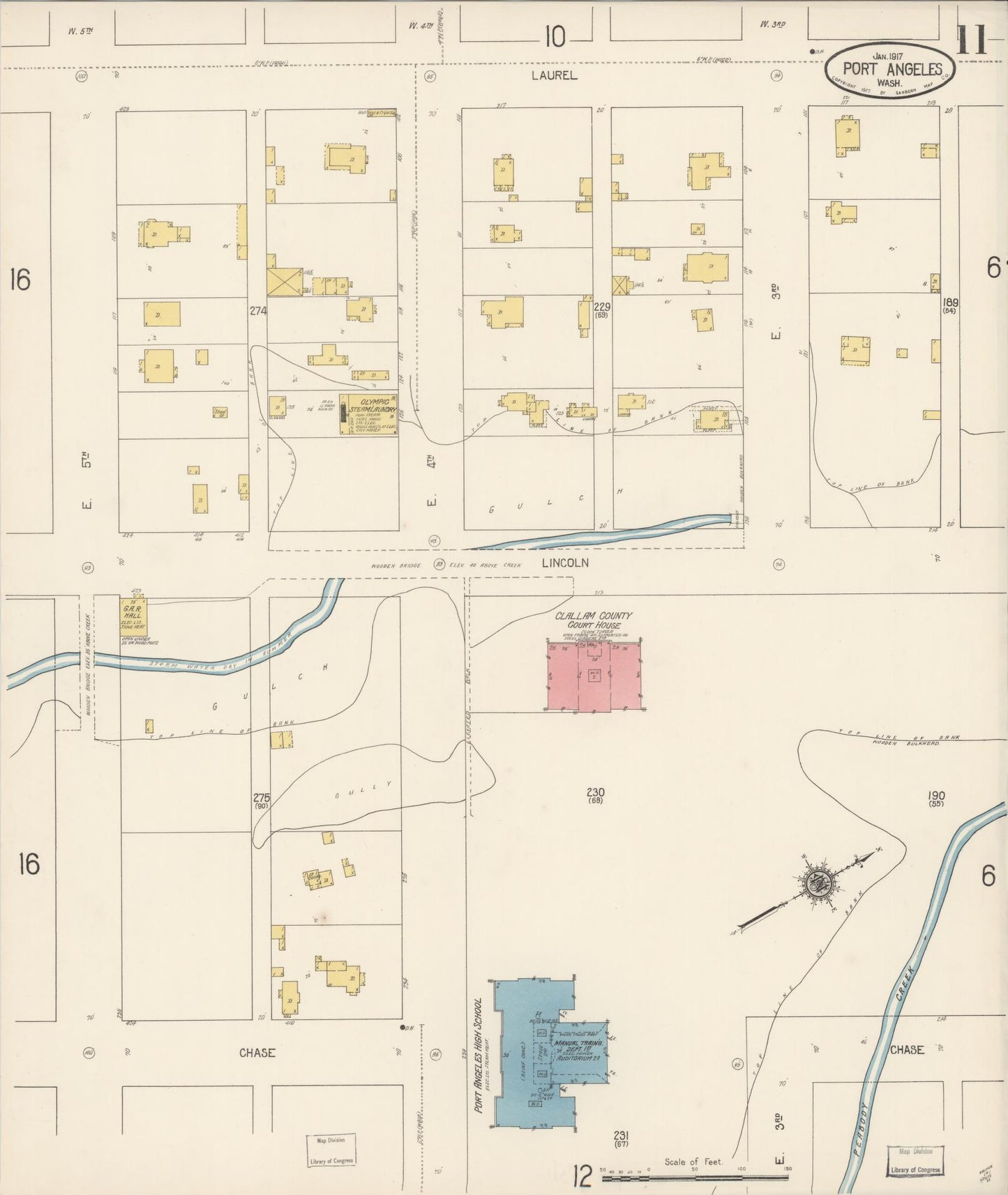 Sanborn Fire Insurance Map from Port Angeles, Clallam County, Washington (1917), Sheet #0011 - Complete Map Set gallery image, historic Sanborn map, vintage wall art, Washington Washington
