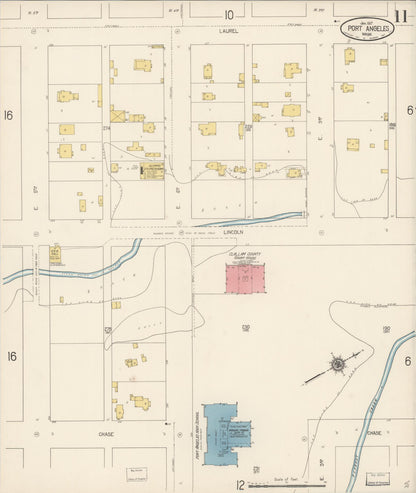 Sanborn Fire Insurance Map from Port Angeles, Clallam County, Washington (1917), Sheet #0011 - Complete Map Set gallery image, historic Sanborn map, vintage wall art, Washington Washington