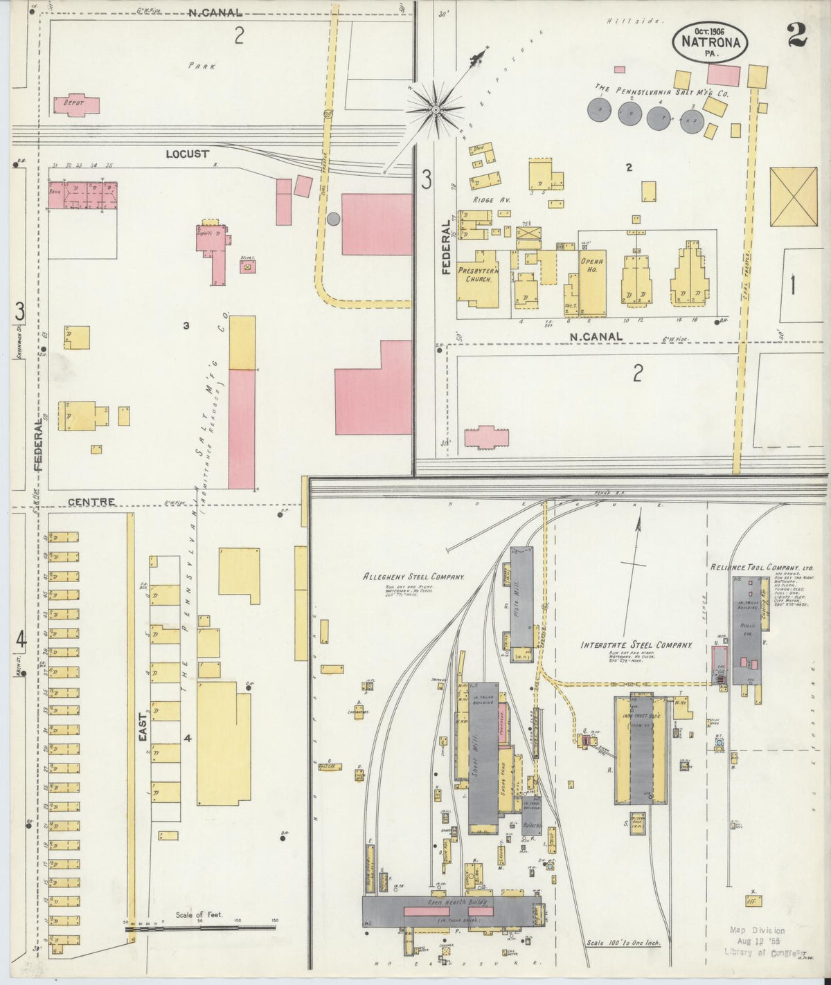 Sanborn Fire Insurance Map from Natrona, Allegheny County, Pennsylvania (1906), Sheet #0002 - Historic Sanborn Fire Insurance Map Print, vintage old map wall art, antique decor, genealogy gift, Pennsylvania Pennsylvania map