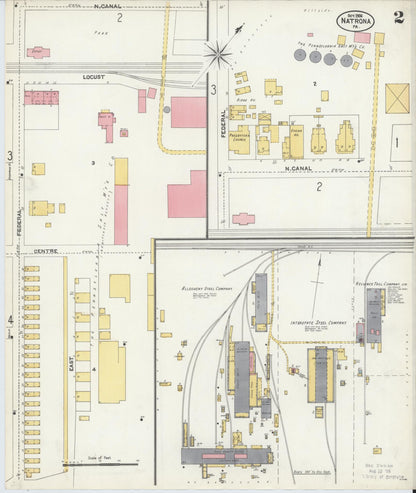 Sanborn Fire Insurance Map from Natrona, Allegheny County, Pennsylvania (1906), Sheet #0002 - Historic Sanborn Fire Insurance Map Print, vintage old map wall art, antique decor, genealogy gift, Pennsylvania Pennsylvania map