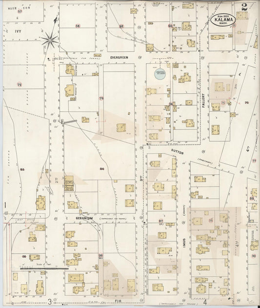Sanborn Fire Insurance Map from Kalama, Cowlitz County, Washington (1930), Sheet #0002 - Historic Sanborn Fire Insurance Map Print, vintage old map wall art, antique decor, genealogy gift, Washington Washington map