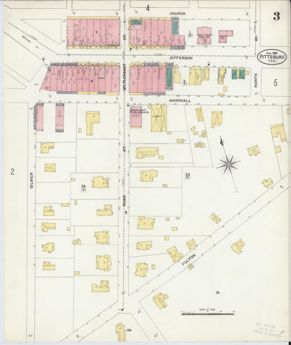 Sanborn Fire Insurance Map from Pittsburg, Camp County, Texas (1906), Sheet #0003 - Historic Sanborn Fire Insurance Map Print, vintage old map wall art, antique decor, genealogy gift, Texas Texas map