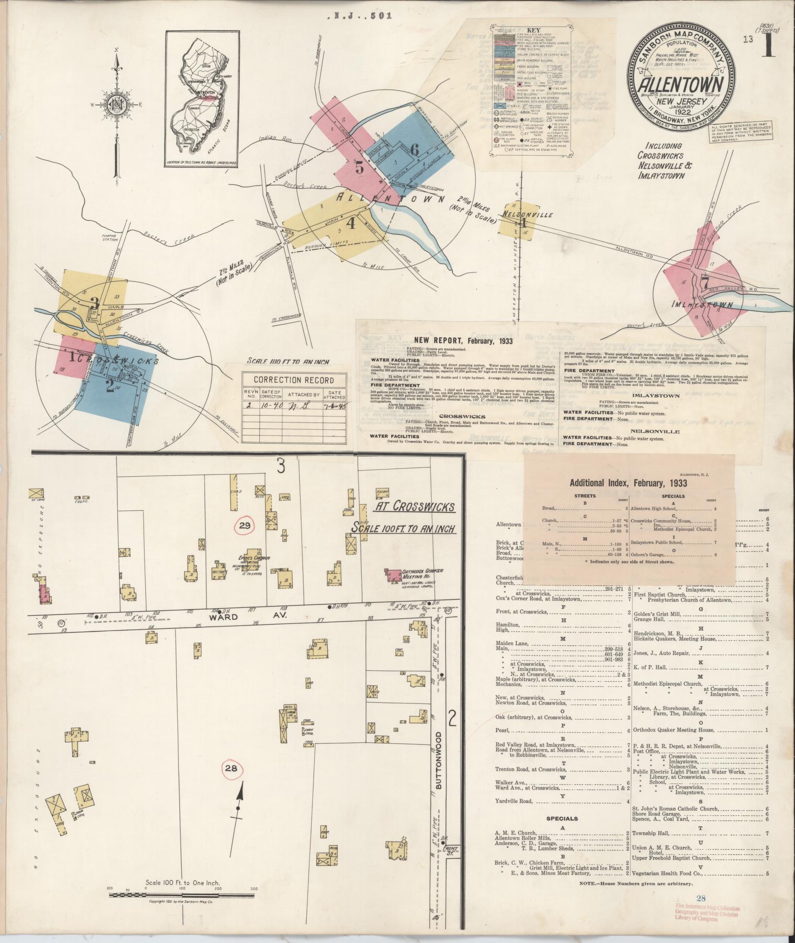 Sanborn Fire Insurance Map from Allentown, Monmouth County, New Jersey. (1940) – Historic Sanborn Fire Insurance Map Print