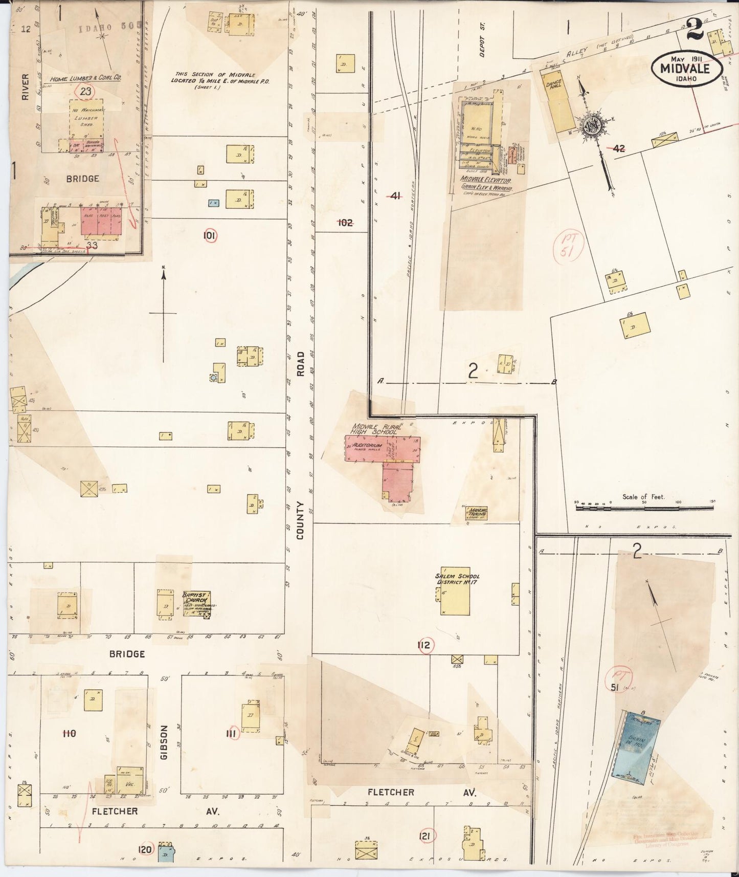 Sanborn Fire Insurance Map from Midvale, Washington County, Idaho (1931), Sheet #0002 - Complete Map Set gallery image, historic Sanborn map, vintage wall art, Idaho Idaho