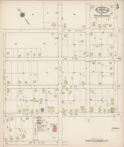 Sanborn Fire Insurance Map from Floresville, Wilson County, Texas (1922), Sheet #0005 - Complete Map Set gallery image, historic Sanborn map, vintage wall art, Texas Texas