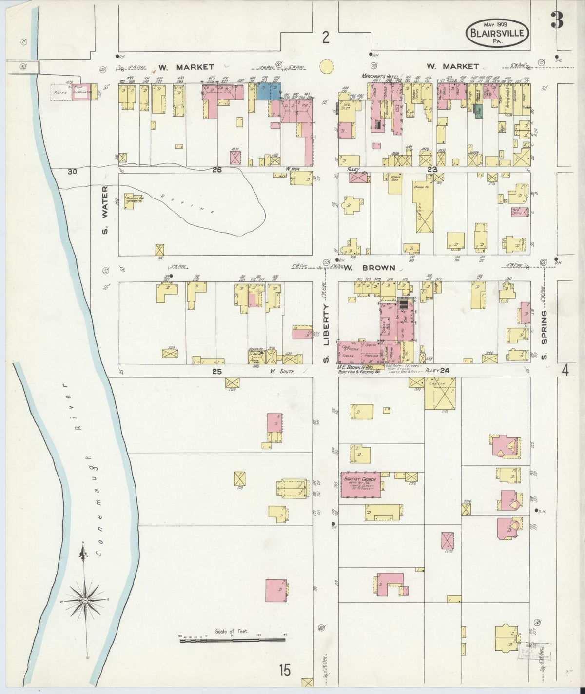 Sanborn Fire Insurance Map from Blairsville, Indiana County, Pennsylvania (1909), Sheet #0003 - Complete Map Set gallery image, historic Sanborn map, vintage wall art, Pennsylvania Pennsylvania