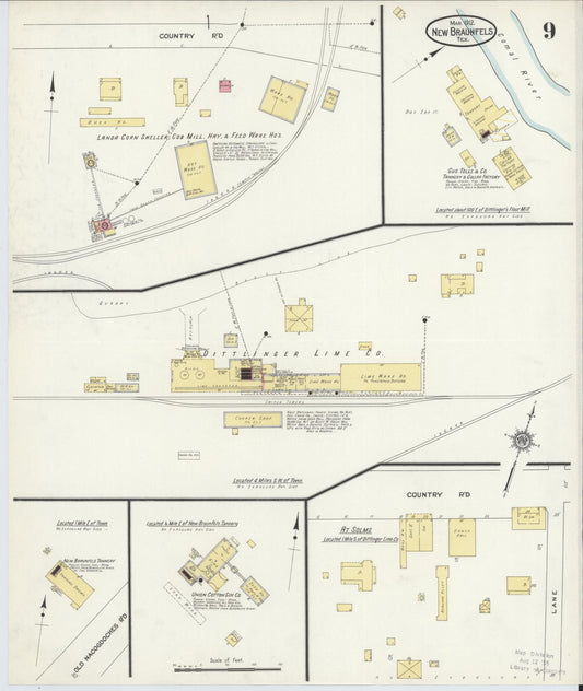 Sanborn Fire Insurance Map from New Braunfels, Comal County, Texas (1912), Sheet #0009 - Historic Sanborn Fire Insurance Map Print, vintage old map wall art, antique decor, genealogy gift, Texas Texas map