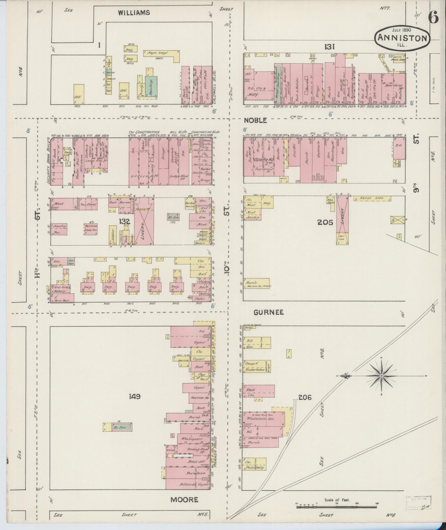 Sanborn Fire Insurance Map from Anniston, Calhoun County, Alabama (1890), Sheet #0006 - Complete Map Set gallery image, historic Sanborn map, vintage wall art, Alabama Alabama