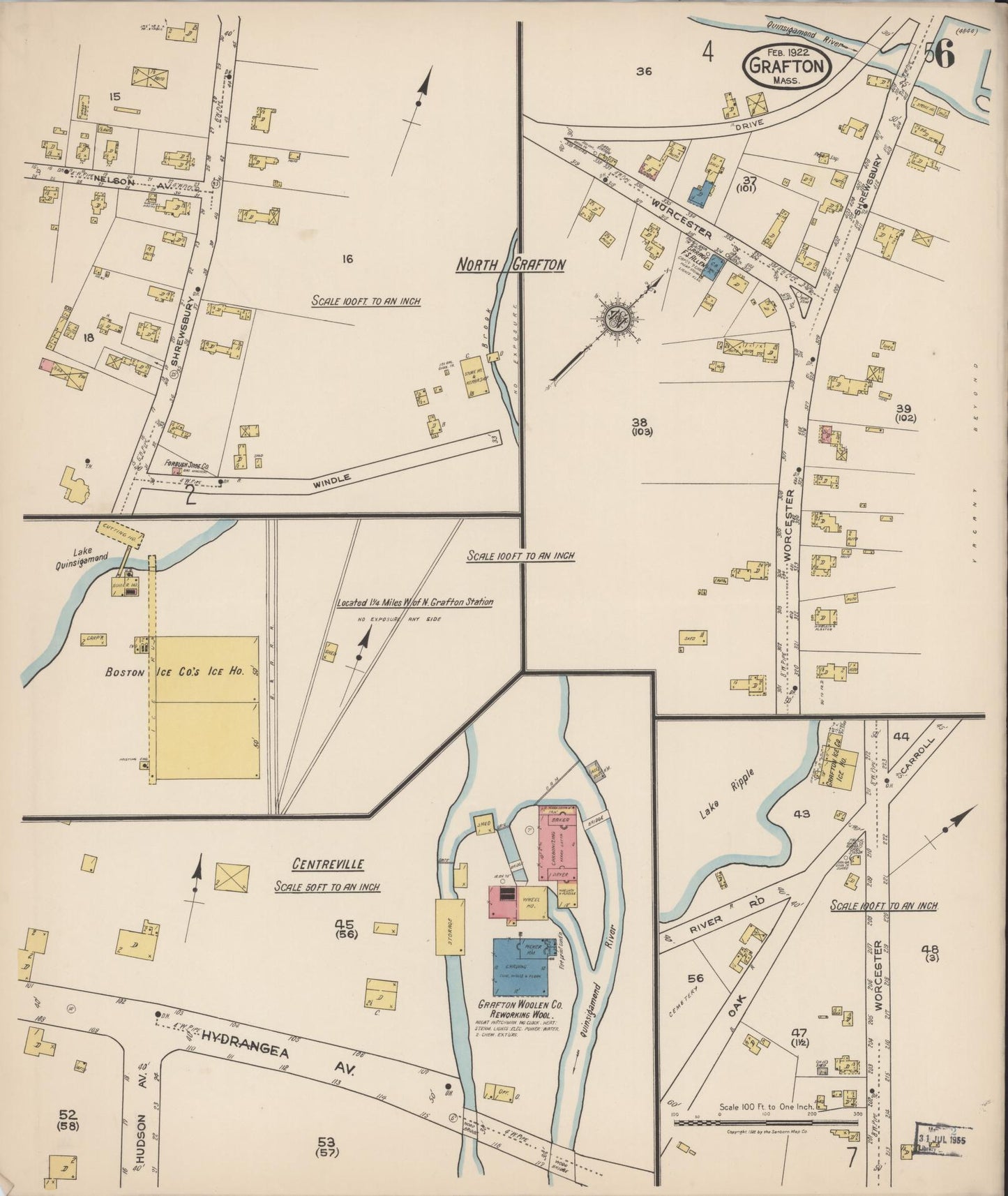 Sanborn Fire Insurance Map from Grafton, Worcester County, Massachusetts (1922), Sheet #0006 - Complete Map Set gallery image, historic Sanborn map, vintage wall art, Massachusetts Massachusetts