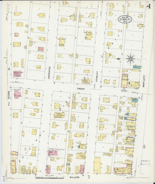 Sanborn Fire Insurance Map from Stanley, Chippewa County, Wisconsin (1907), Sheet #0004 - Historic Sanborn Fire Insurance Map Print, vintage old map wall art, antique decor, genealogy gift, Wisconsin Wisconsin map