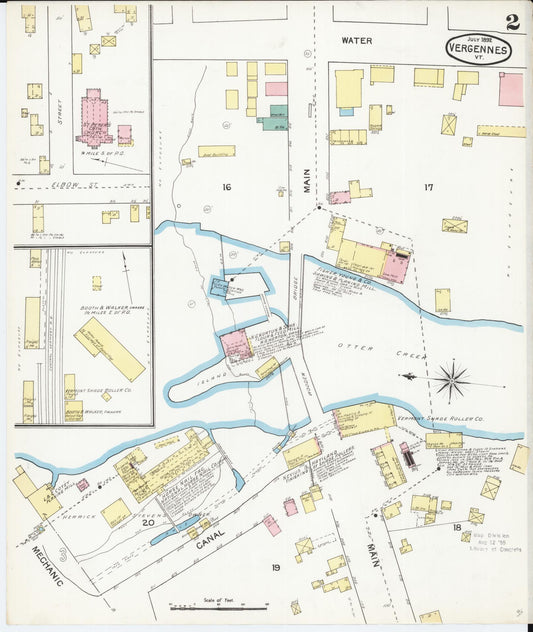Sanborn Fire Insurance Map from Vergennes, Addison County, Vermont (1892), Sheet #0002 - Historic Sanborn Fire Insurance Map Print, vintage old map wall art, antique decor, genealogy gift, Vermont Vermont map