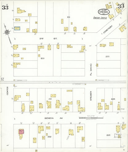 Sanborn Fire Insurance Map from Oneida, Madison County, New York (1923), Sheet #0033 - Historic Sanborn Fire Insurance Map Print, vintage old map wall art, antique decor, genealogy gift, New York New York map