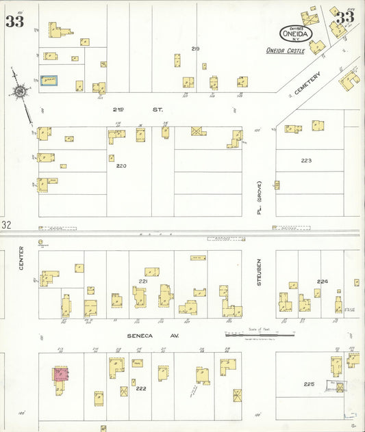 Sanborn Fire Insurance Map from Oneida, Madison County, New York (1923), Sheet #0033 - Historic Sanborn Fire Insurance Map Print, vintage old map wall art, antique decor, genealogy gift, New York New York map