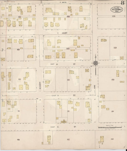 Sanborn Fire Insurance Map from Goldendale, Klickitat County, Washington (1941), Sheet #0008 - Historic Sanborn Fire Insurance Map Print, vintage old map wall art, antique decor, genealogy gift, Washington Washington map