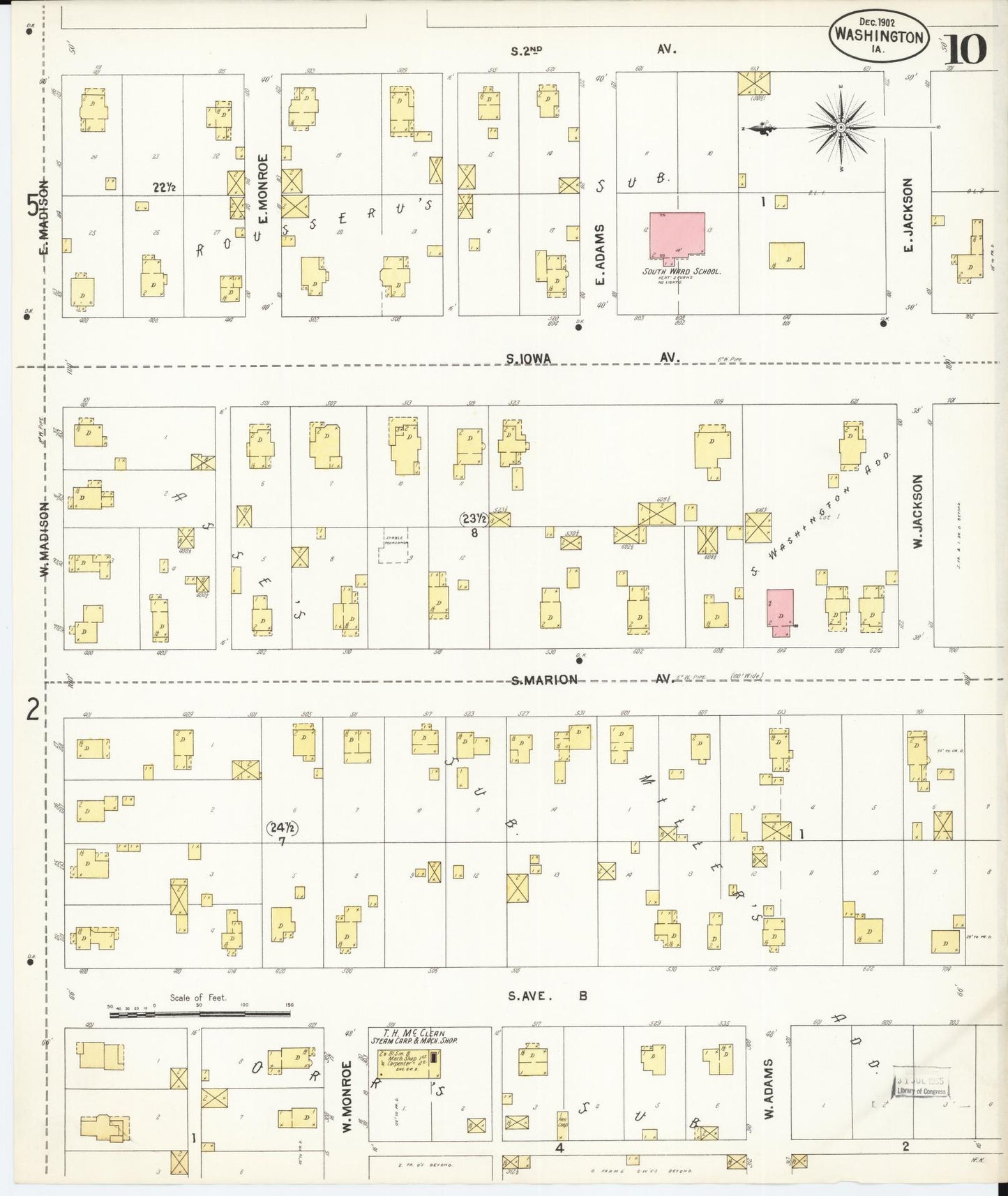 Sanborn Fire Insurance Map from Washington, Washington County, Iowa (1902), Sheet #0010 - Historic Sanborn Fire Insurance Map Print, vintage old map wall art