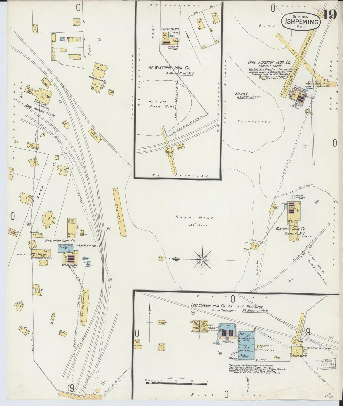 Sanborn Fire Insurance Map from Ishpeming, Marquette County, Michigan (1897), Sheet #0019 - Complete Map Set gallery image, historic Sanborn map, vintage wall art, Michigan Michigan