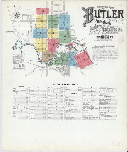 Sanborn Fire Insurance Map from Butler, Butler County, Pennsylvania (1901), Sheet #0001 - Complete Map Set gallery image, historic Sanborn map, vintage wall art, Pennsylvania Pennsylvania