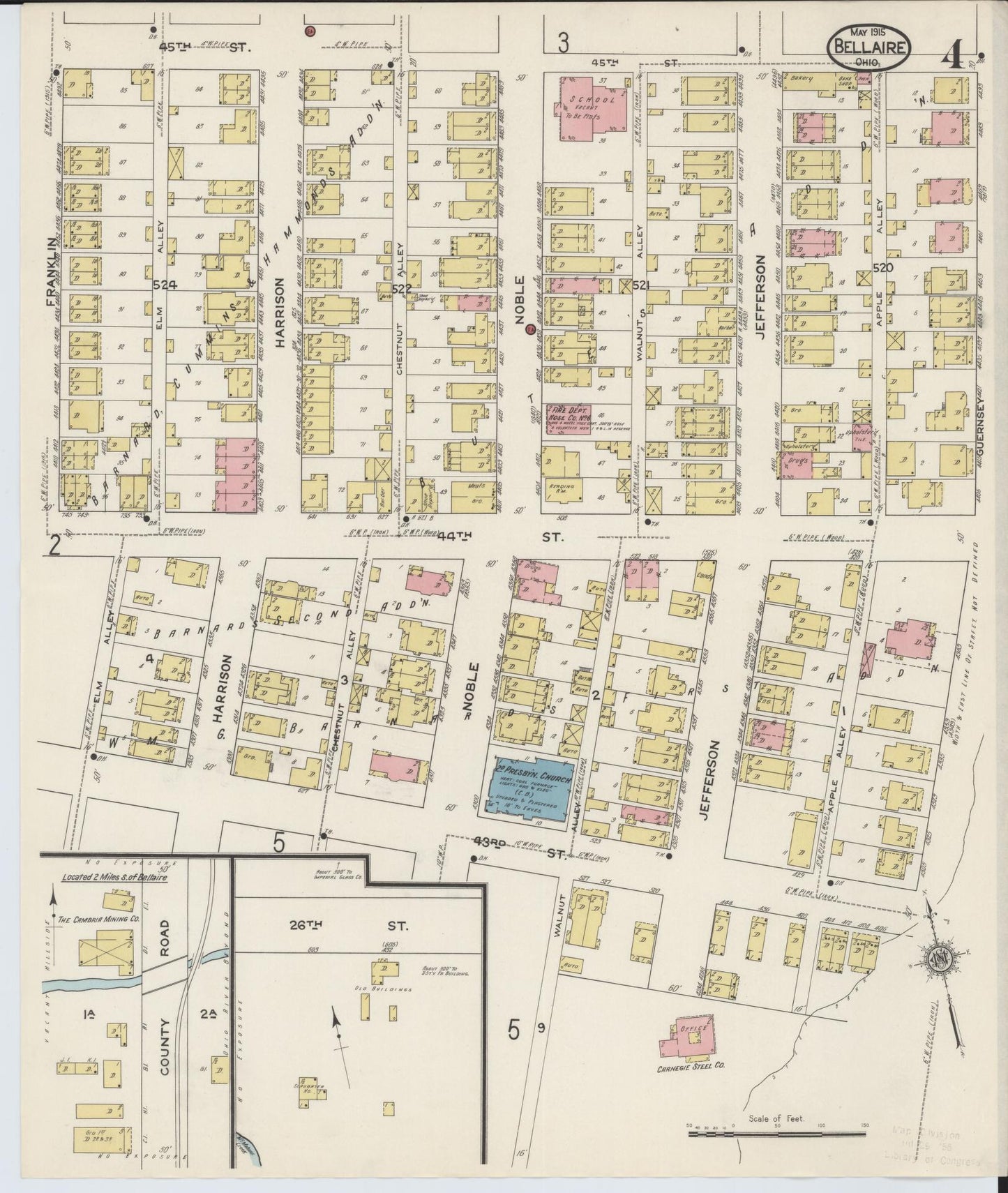 Sanborn Fire Insurance Map from Bellaire, Belmont County, Ohio (1915), Sheet #0004 - Complete Map Set gallery image, historic Sanborn map, vintage wall art, Ohio Ohio