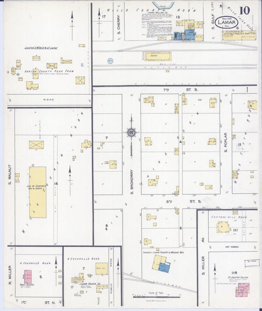 Sanborn Fire Insurance Map from Lamar, Barton County, Missouri (1916), Sheet #0010 - Historic Sanborn Fire Insurance Map Print, vintage old map wall art, antique decor, genealogy gift, Missouri Missouri map
