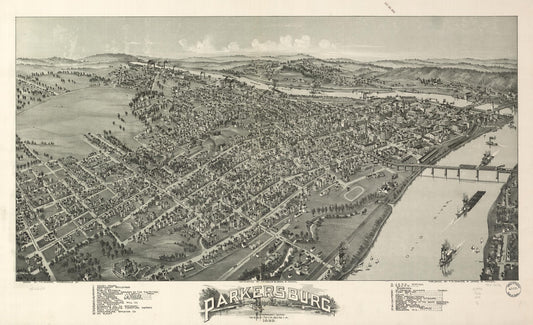 Parkersburg, West Virginia 1899. (1899) – Historic Bird’s-Eye View Panorama Print