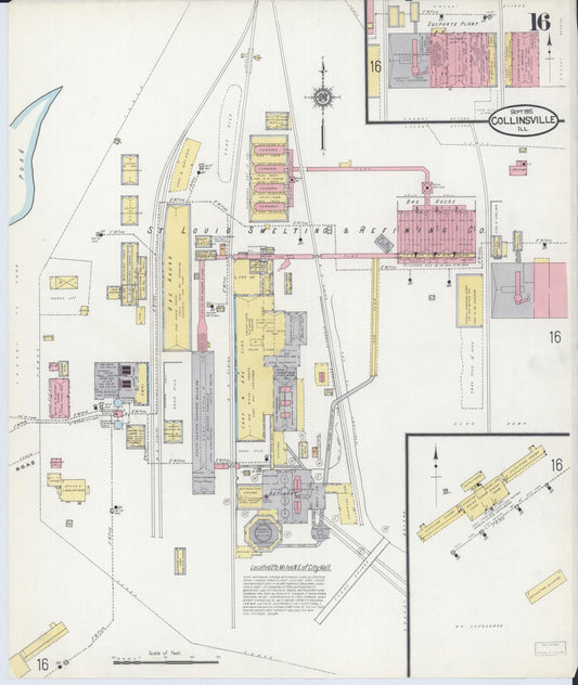 Sanborn Fire Insurance Map from Collinsville, Madison County, Illinois (1915), Sheet #0016 - Historic Sanborn Fire Insurance Map Print, vintage old map wall art, antique decor, genealogy gift, Illinois Illinois map