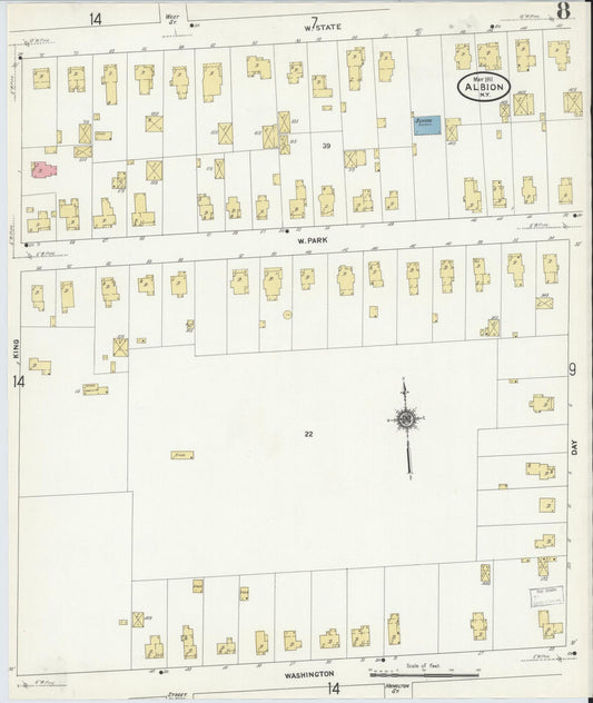 Sanborn Fire Insurance Map from Albion, Orleans County, New York (1911), Sheet #0008 - Historic Sanborn Fire Insurance Map Print, vintage old map wall art, antique decor, genealogy gift, New York New York map