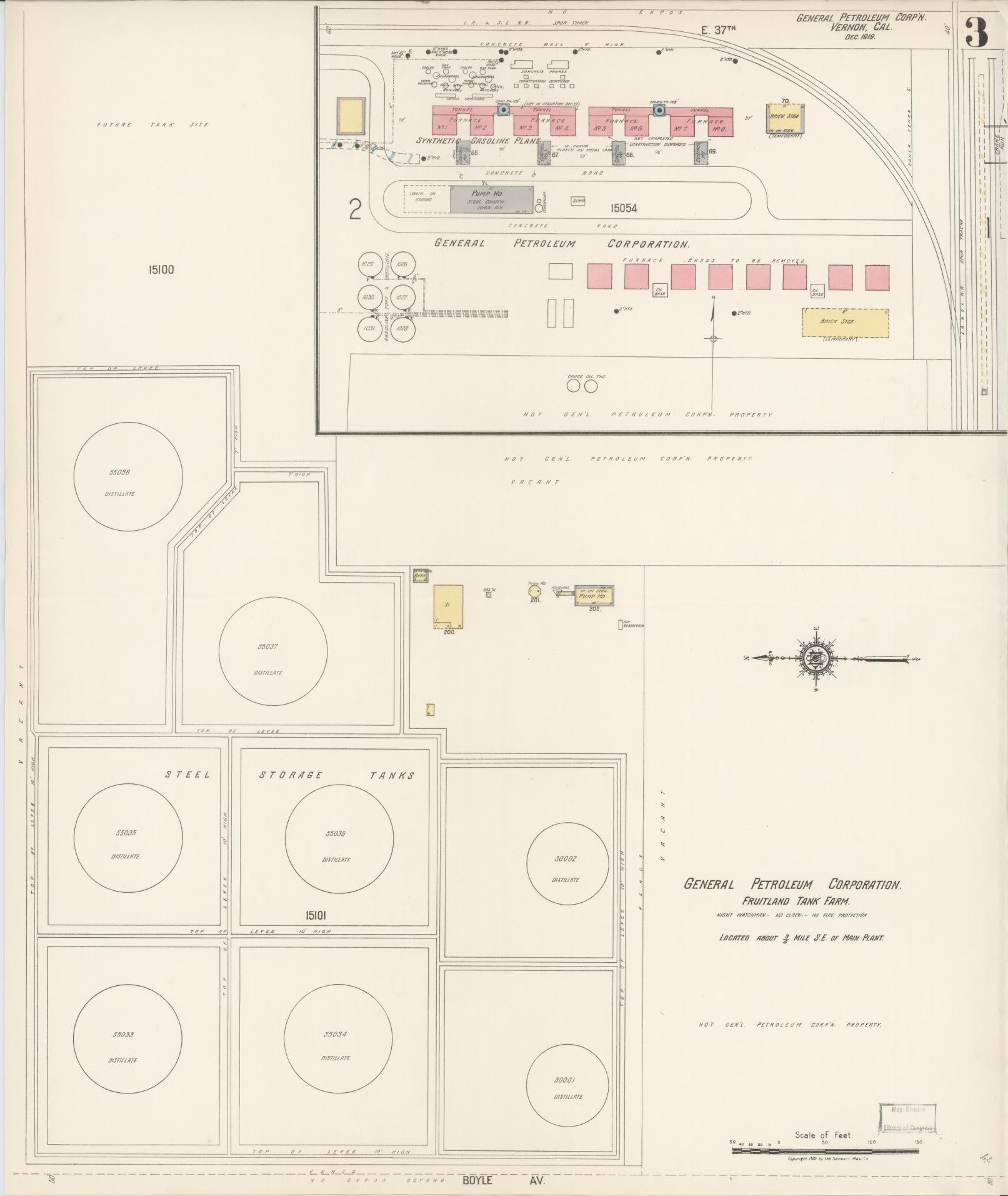 Sanborn Fire Insurance Map from Vernon, Los Angeles County, California (1920), Sheet #0003 - Complete Map Set gallery image, historic Sanborn map, vintage wall art, California California