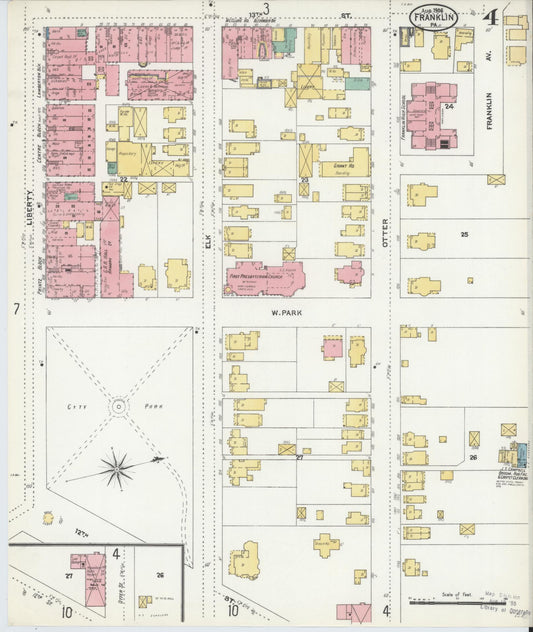 Sanborn Fire Insurance Map from Franklin, Venango County, Pennsylvania (1906), Sheet #0004 - Historic Sanborn Fire Insurance Map Print, vintage old map wall art, antique decor, genealogy gift, Pennsylvania Pennsylvania map