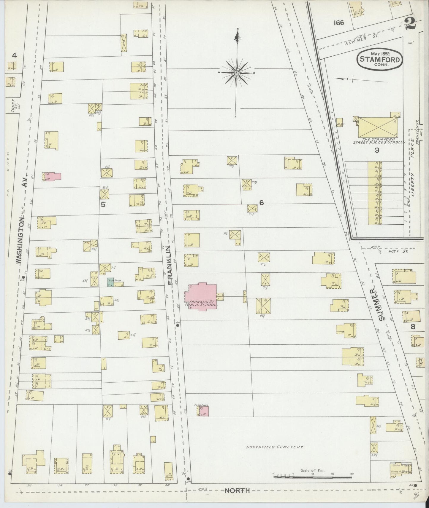 Sanborn Fire Insurance Map from Stamford, Fairfield County, Connecticut (1892), Sheet #0002 - Complete Map Set gallery image, historic Sanborn map, vintage wall art, Connecticut Connecticut