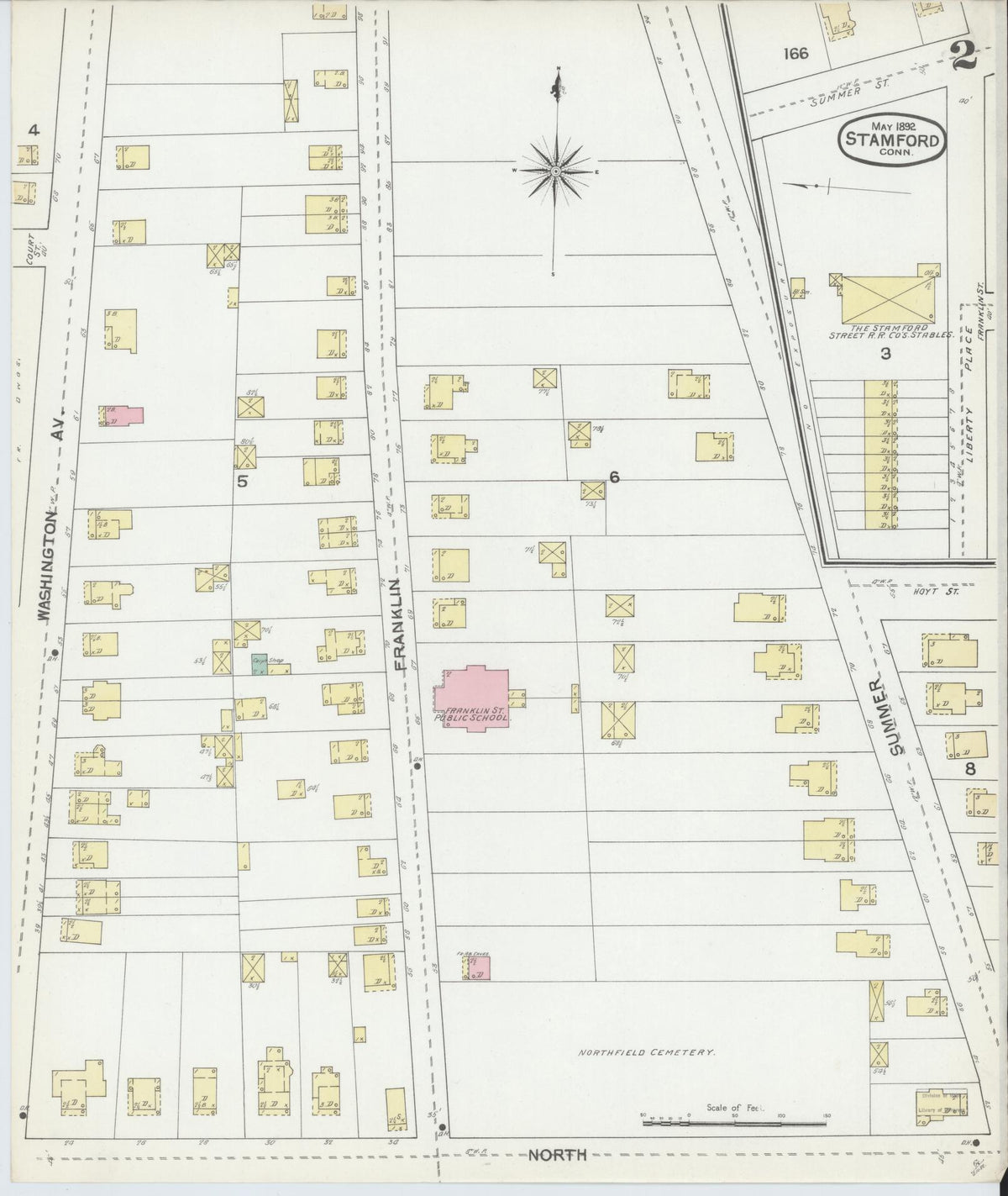 Sanborn Fire Insurance Map from Stamford, Fairfield County, Connecticut (1892), Sheet #0002 - Complete Map Set gallery image, historic Sanborn map, vintage wall art, Connecticut Connecticut