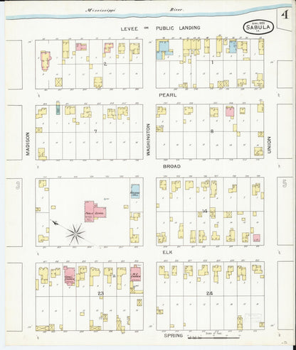 Sanborn Fire Insurance Map from Sabula, Jackson County, Iowa (1893), Sheet #0004 - Historic Sanborn Fire Insurance Map Print, vintage old map wall art