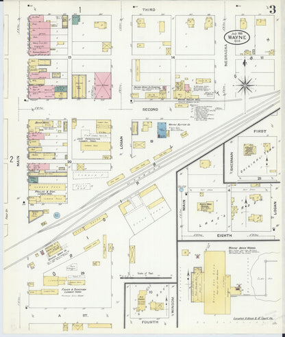 Sanborn Fire Insurance Map from Wayne, Wayne County, Nebraska (1909), Sheet #0003 - Complete Map Set gallery image, historic Sanborn map, vintage wall art, Nebraska Nebraska